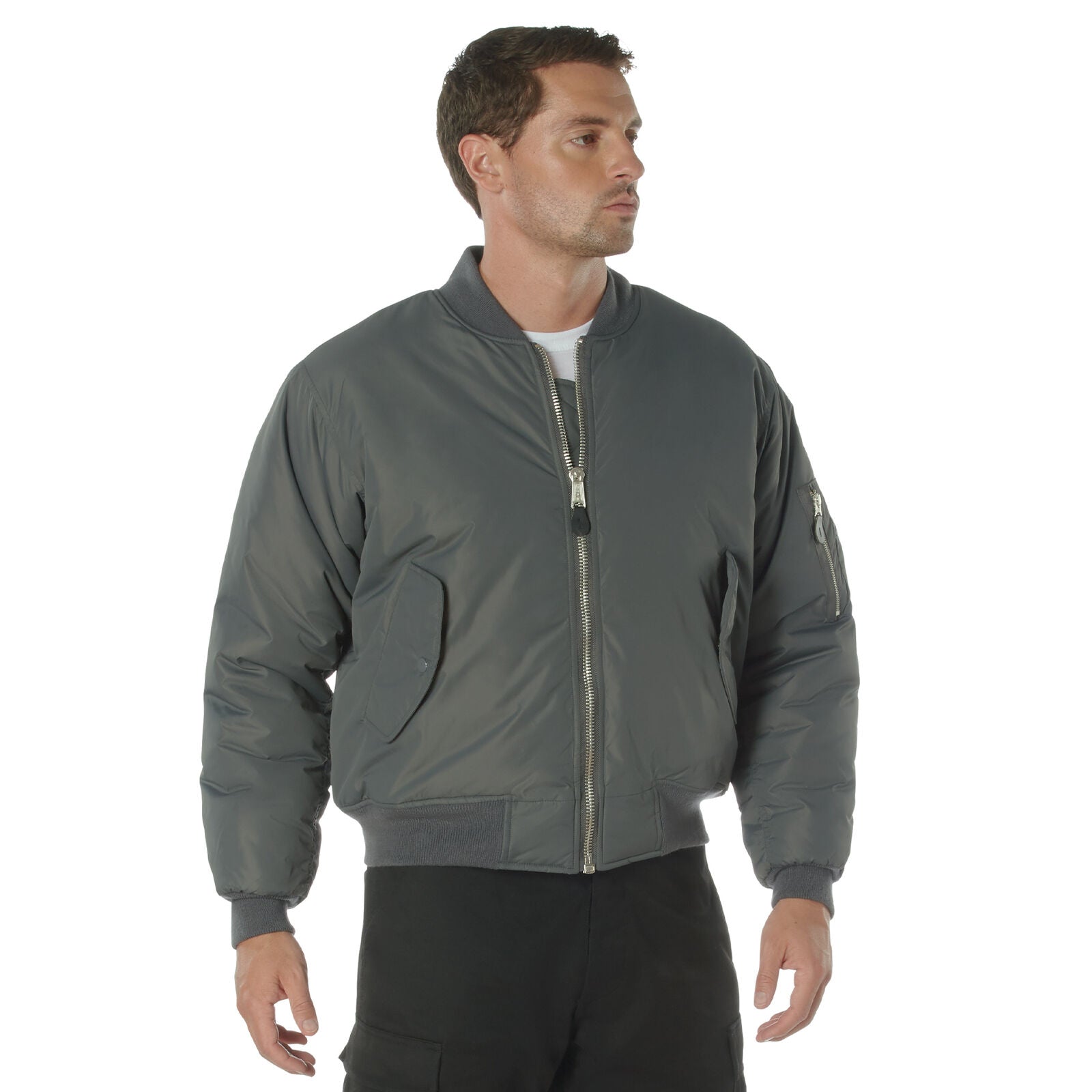 Gunmetal Grey Enhanced Nylon MA-1 Flight Jacket Reversible Bomber