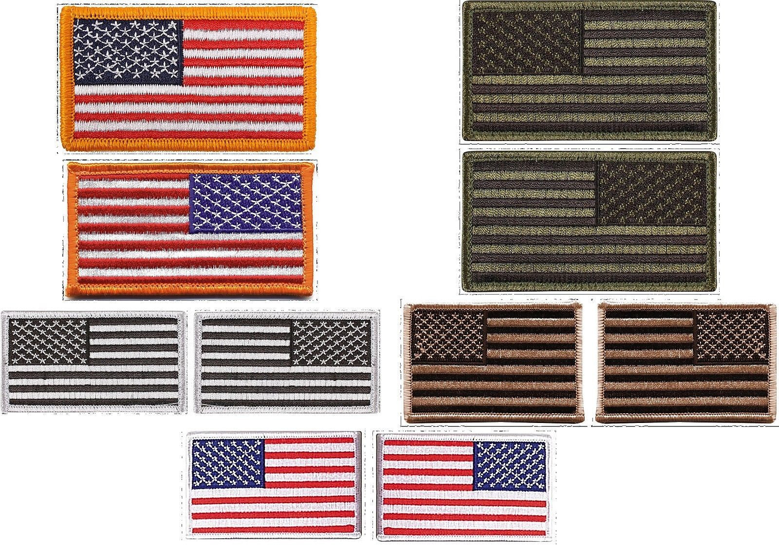 American Flag Embroidered Patch Reverse Gold Border United States Iron-On Emblem