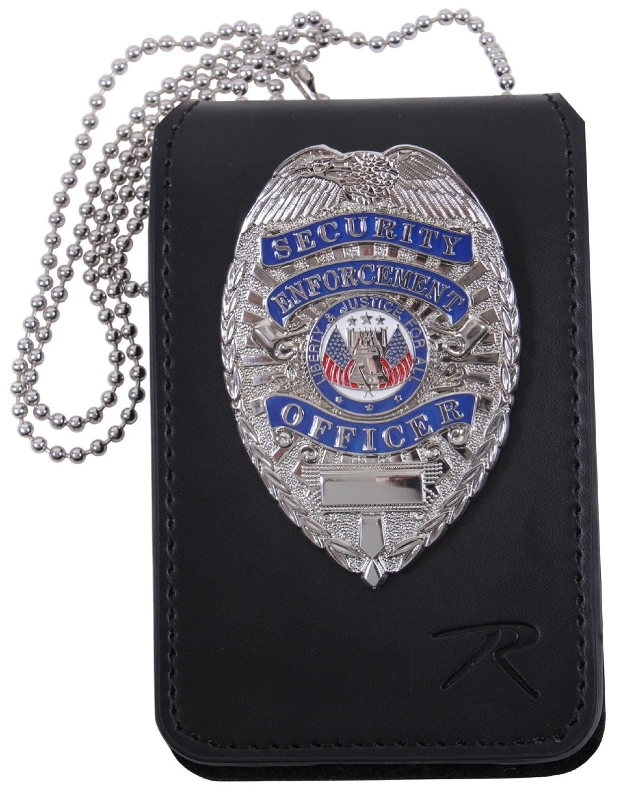Black Leather Law Enforcement Security ID & Badge Holder w/ 33