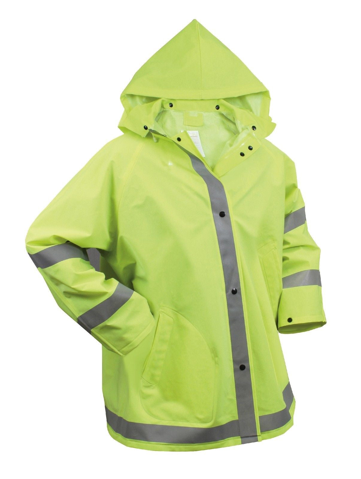 Safety Rain Jacket Reflective Green Hi-Vis Raincoat Rainjacket w