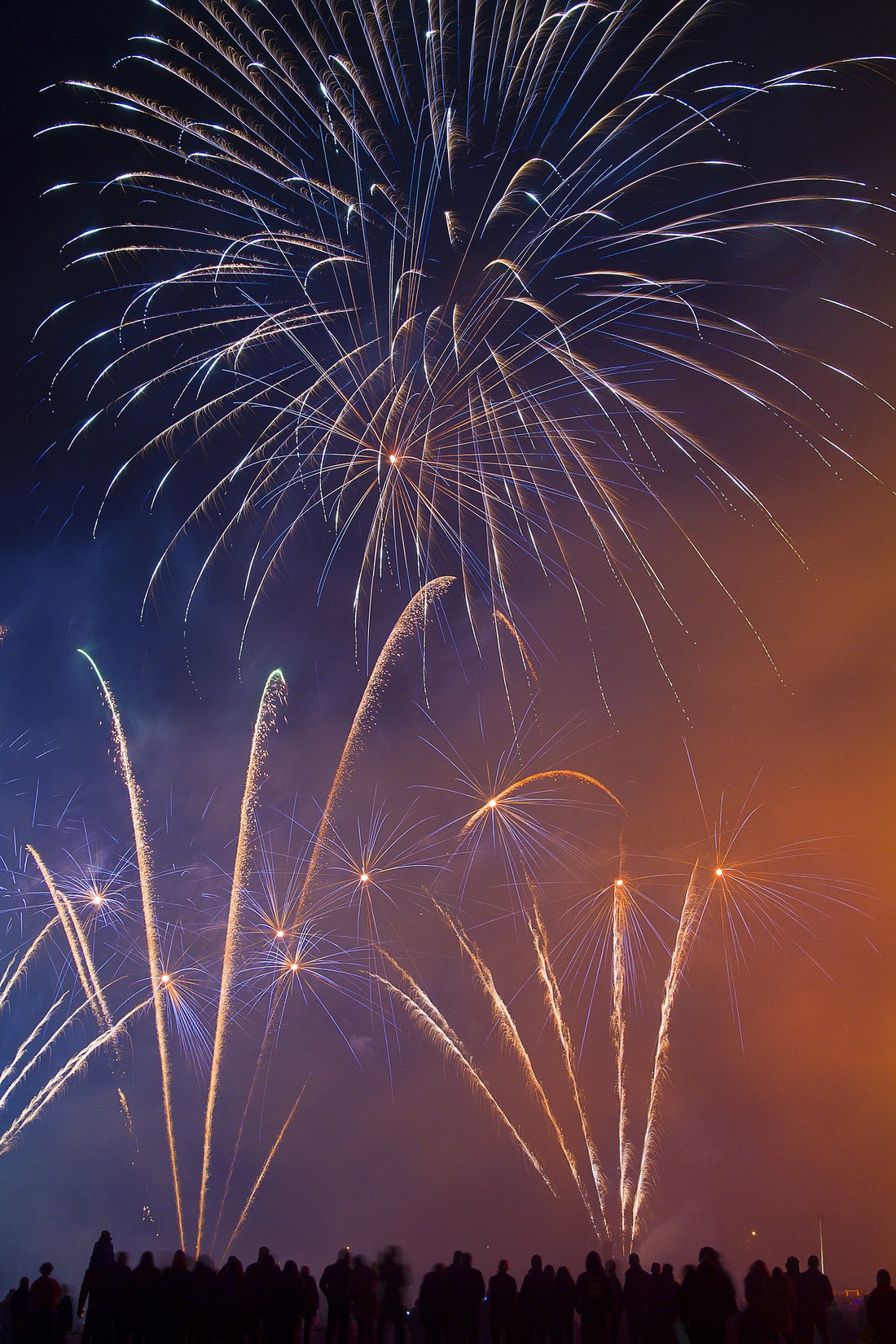 Crowds of people viewing a firework show