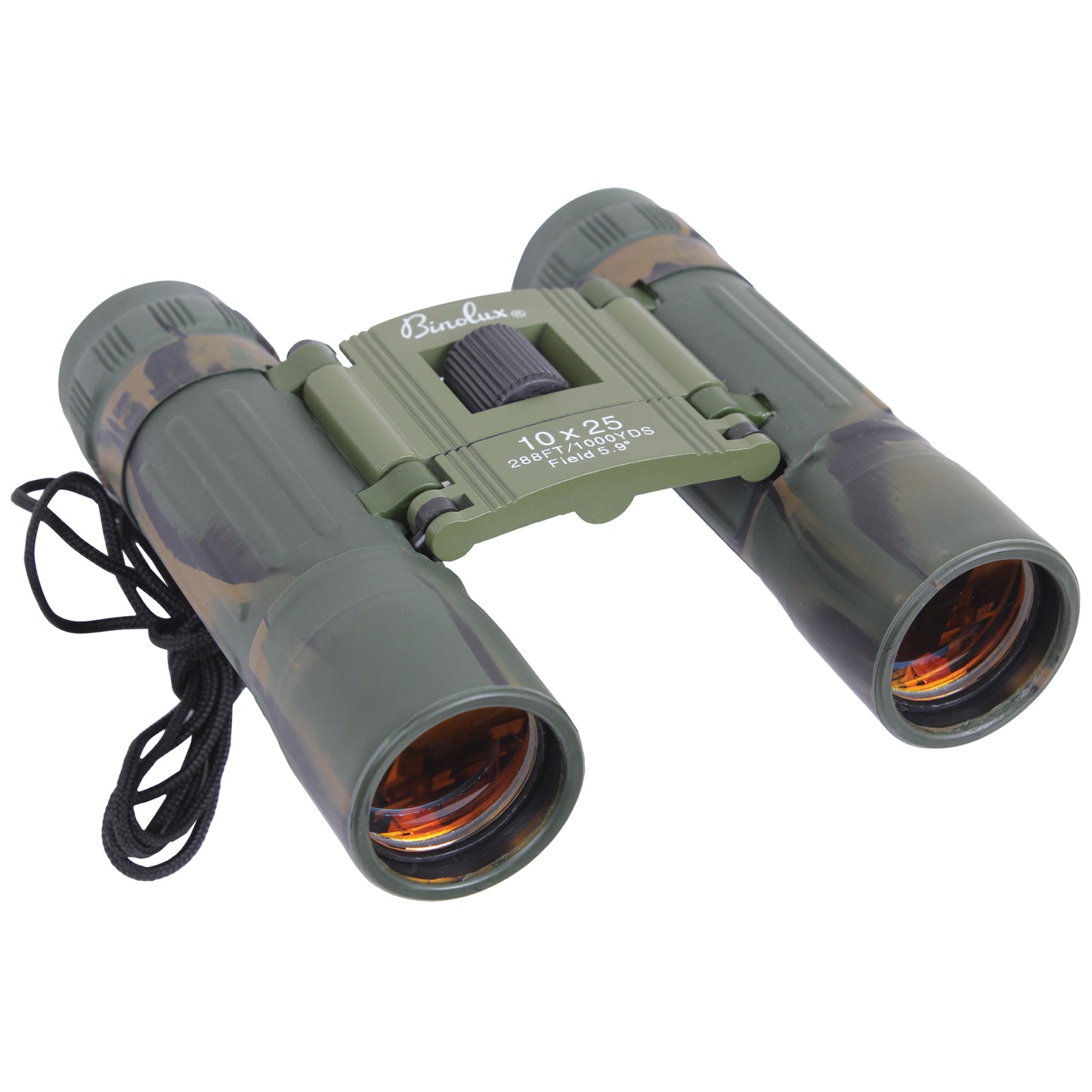 Camo Or Black Compact Binoculars W/ Case - 10 x 25 MM - Rubber Layer Protection