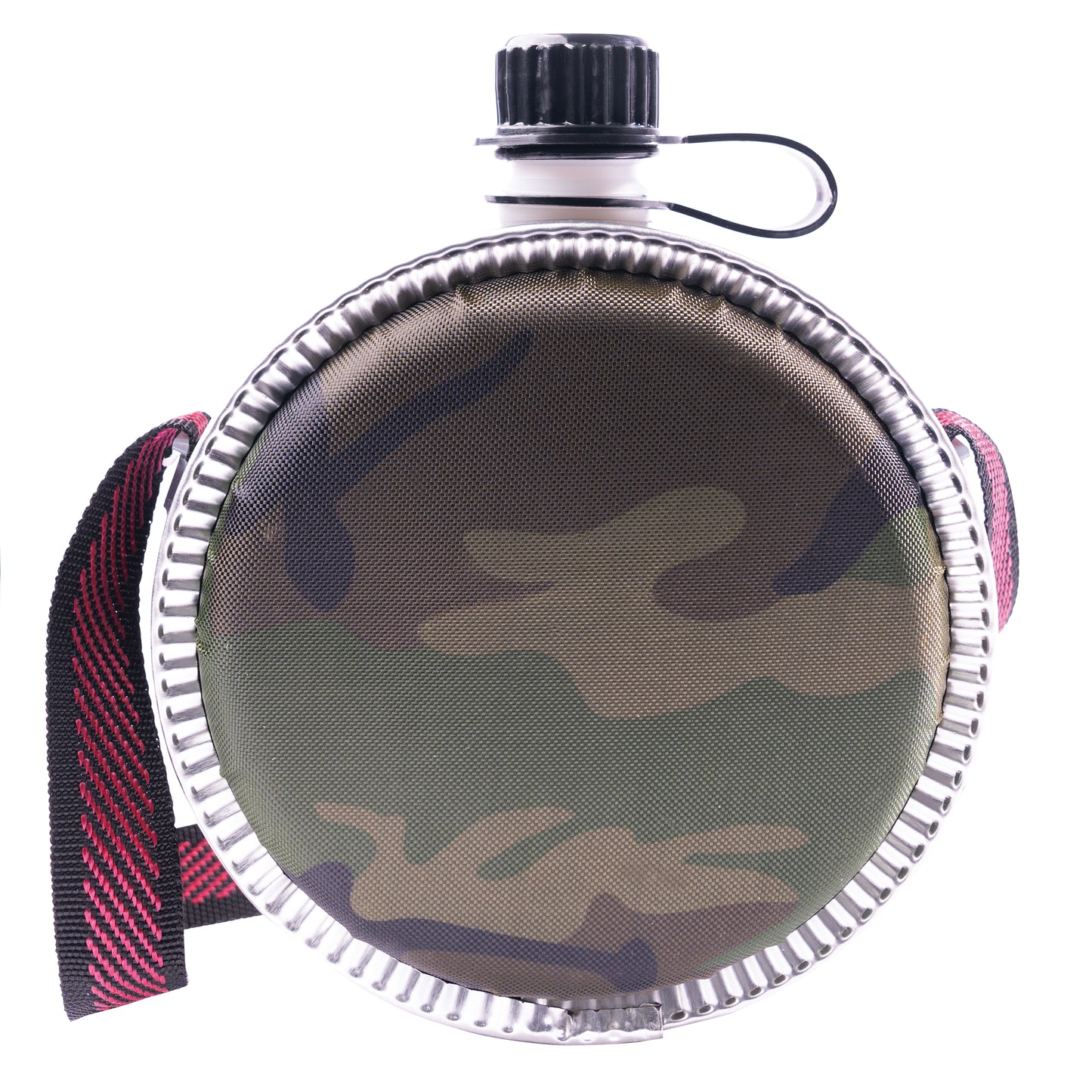 24 oz Woodland Camouflage Mini Canteen w/ Screw Cap & Adjustable Strap