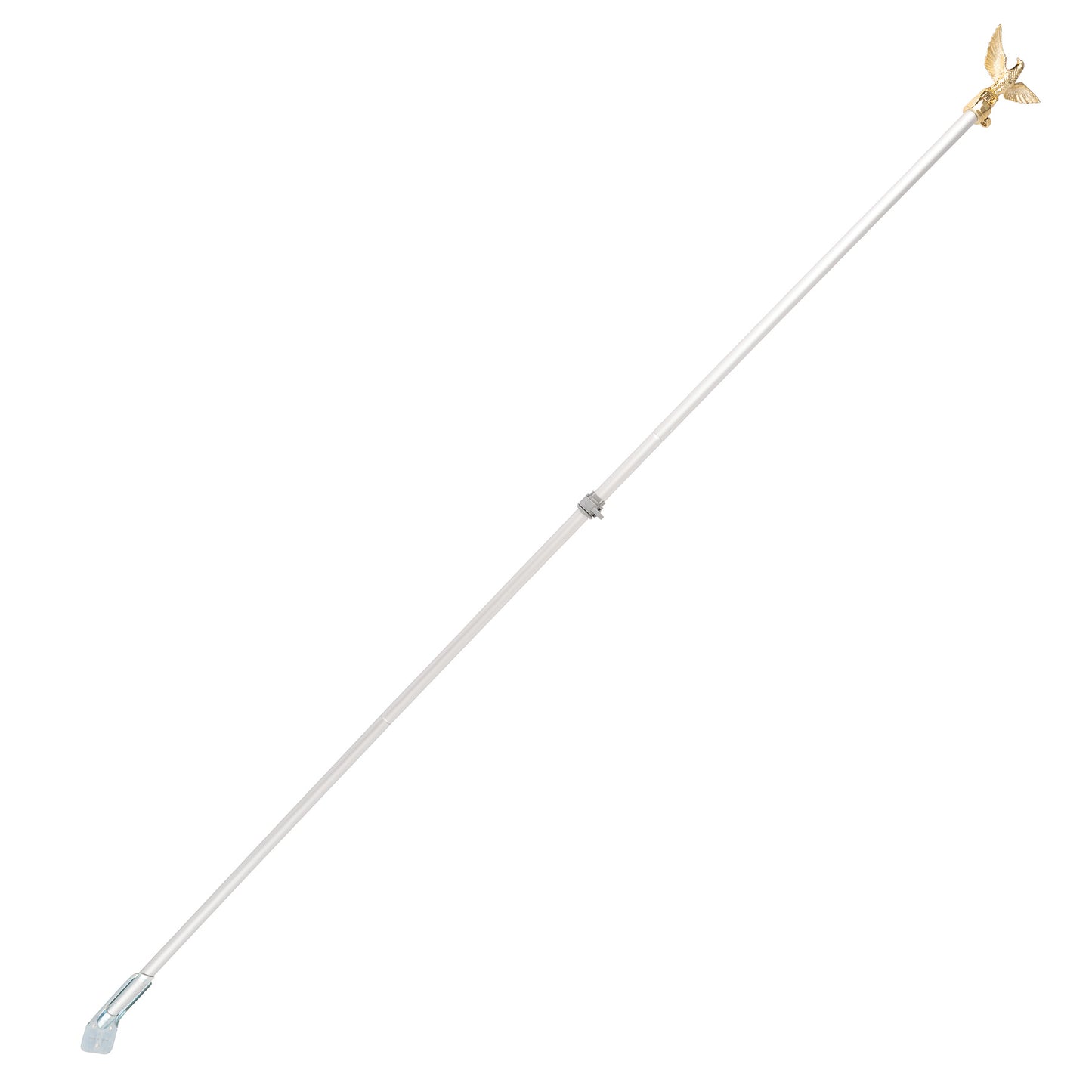 6 Foot Flag Pole W/ Mounting Bracket - Silver Body W/ Decorative Gold Eagle Top