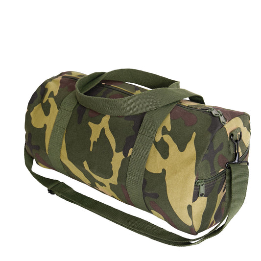 19 Inch Camouflage Canvas Shoulder Duffel Bag - Rothco Woodland Camo Gear Bag