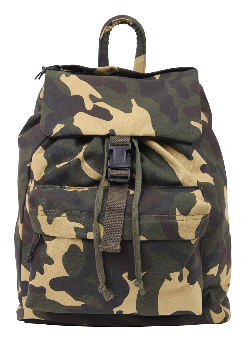 Canvas Daypacks - Camo or Black Backpack Bookbag Hiking Bags - H2O Resistant