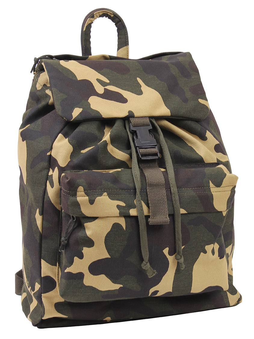 Canvas Daypacks - Camo or Black Backpack Bookbag Hiking Bags - H2O Resistant