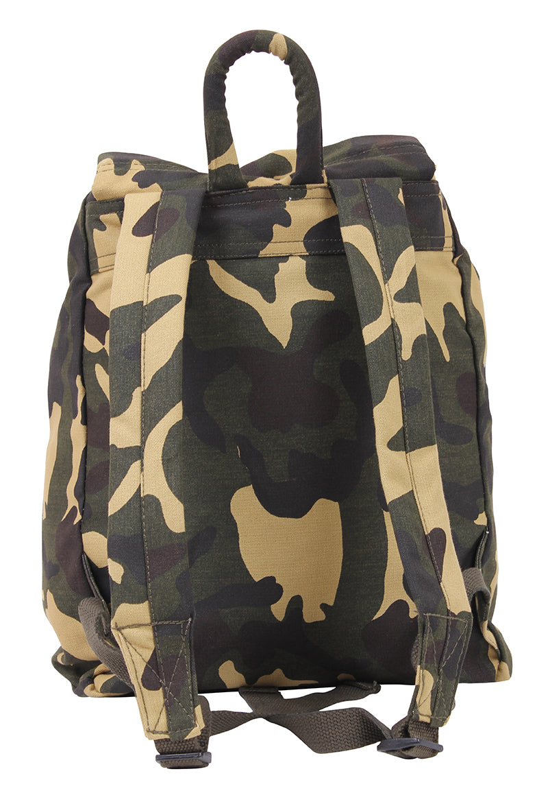 Canvas Daypacks - Camo or Black Backpack Bookbag Hiking Bags - H2O Resistant