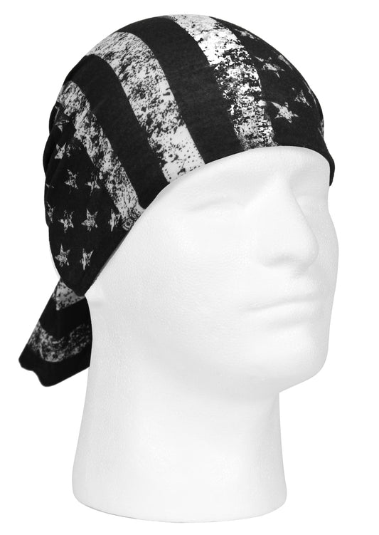 Rothco U.S. Flag Multi-Use Tactical Wrap - Black & White American Flag Head Wrap