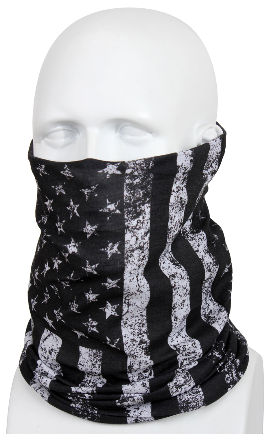 Rothco U.S. Flag Multi-Use Tactical Wrap - Black & White American Flag Head Wrap