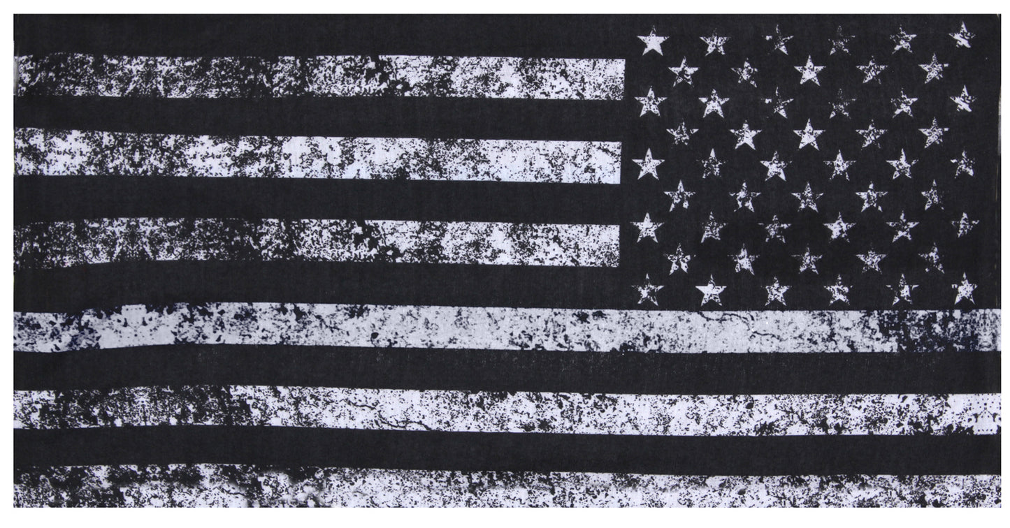 Rothco U.S. Flag Multi-Use Tactical Wrap - Black & White American Flag Head Wrap