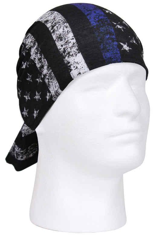 Rothco US Flag Multi-Use Tactical Wrap - Thin Blue Line American Flag Head Wrap