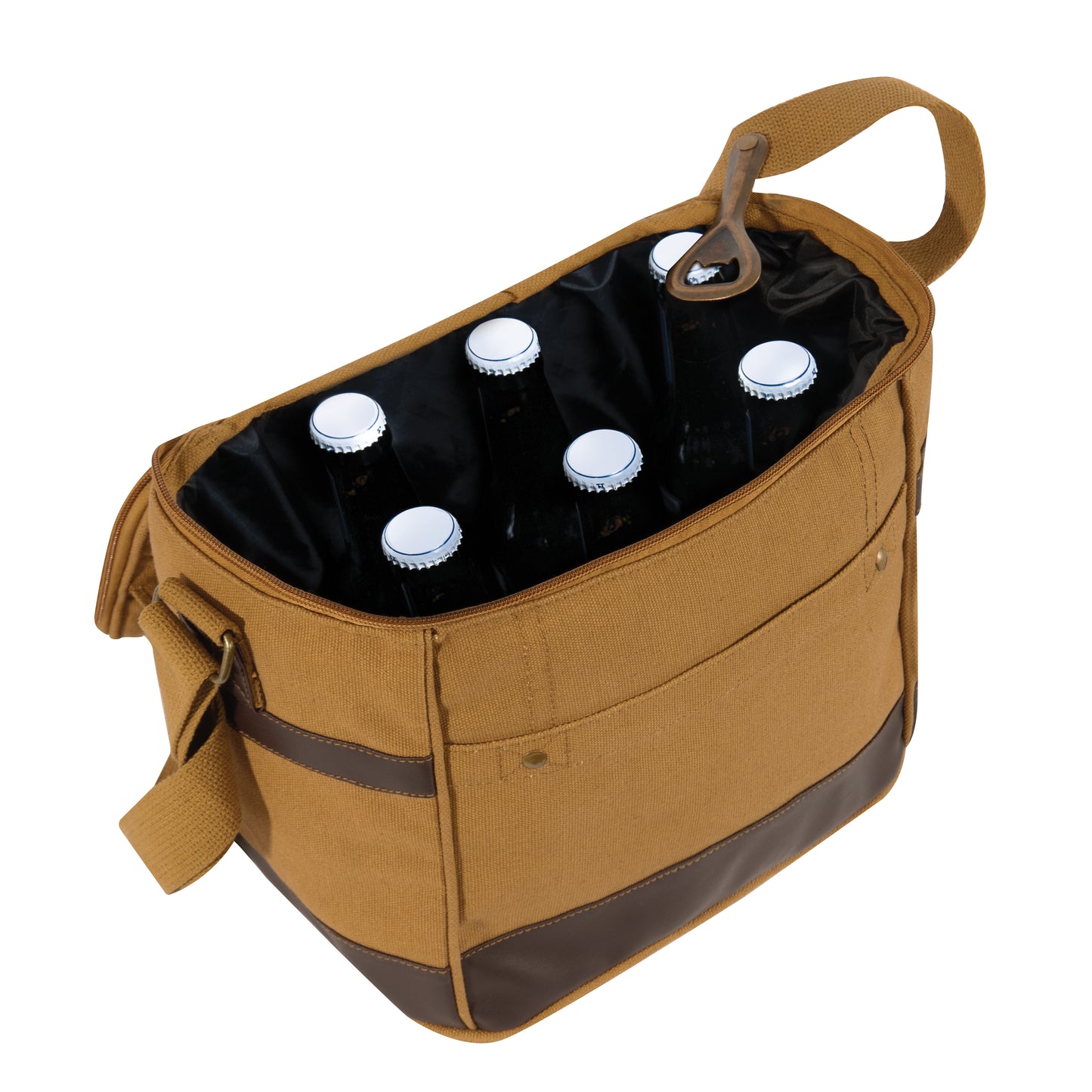 Rothco Canvas & Leather Insulated Travel Cooler Bag - Perfect For Soda Beer Food