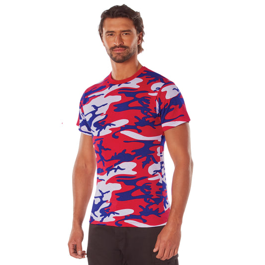 Men's American Camo Short Sleeve T-Shirt - Rothco Red White Blue Color Camo Tee