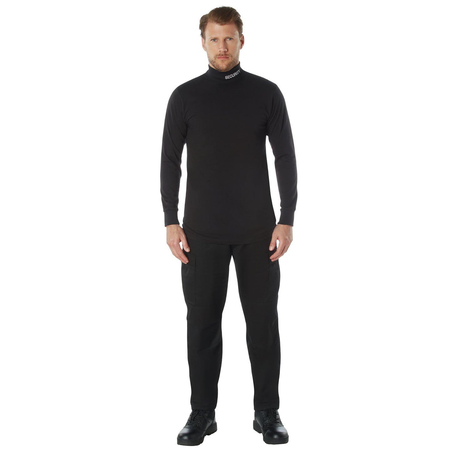 Black Security Mock Turtleneck Long Sleeve - Public Safety, Security Guard