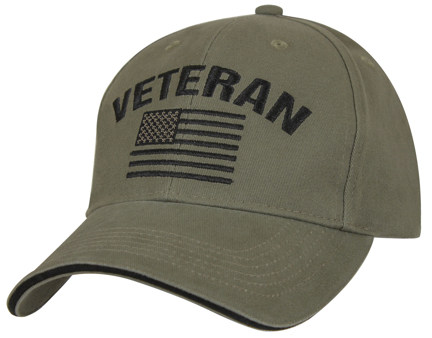 Rothco Vintage Olive Drab Veteran Mid-Low Profile Cap With Embroidered U.S. Flag