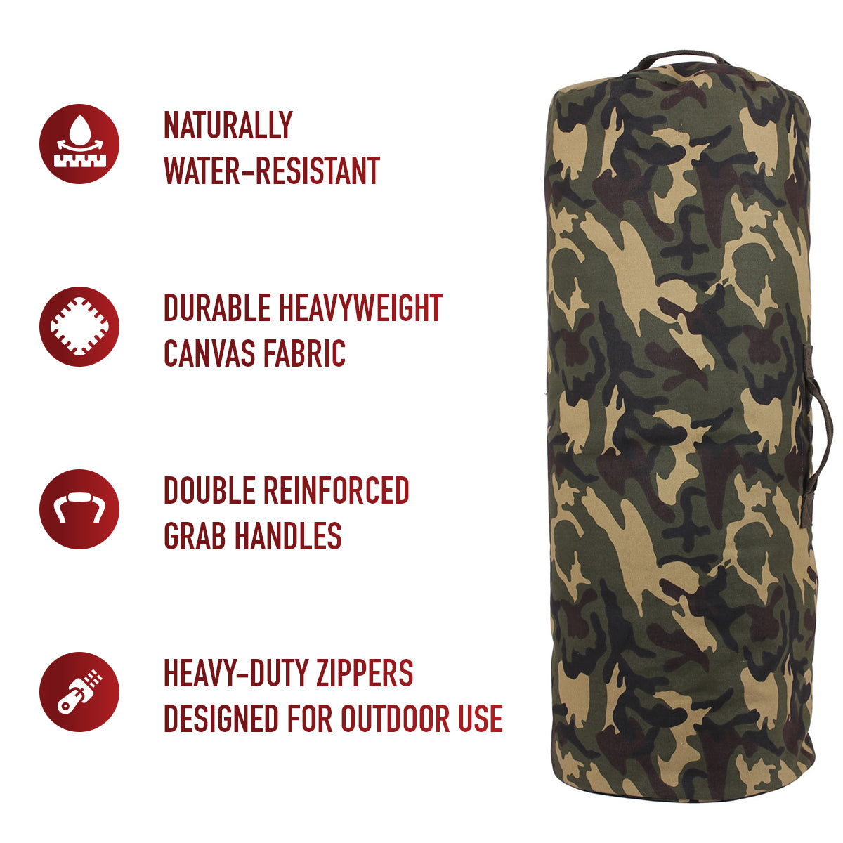 42" Jumbo Woodland Camouflage Heavyweight GI-Style Giant Camo Duffle Bag