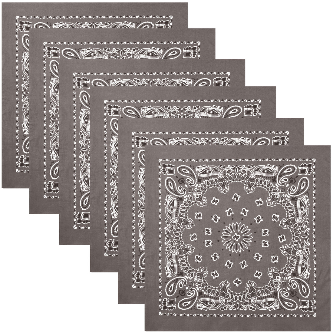 Grey Paisley Trainmen Bandana 6-Pack Dust Mask Headband Skull Cap 22