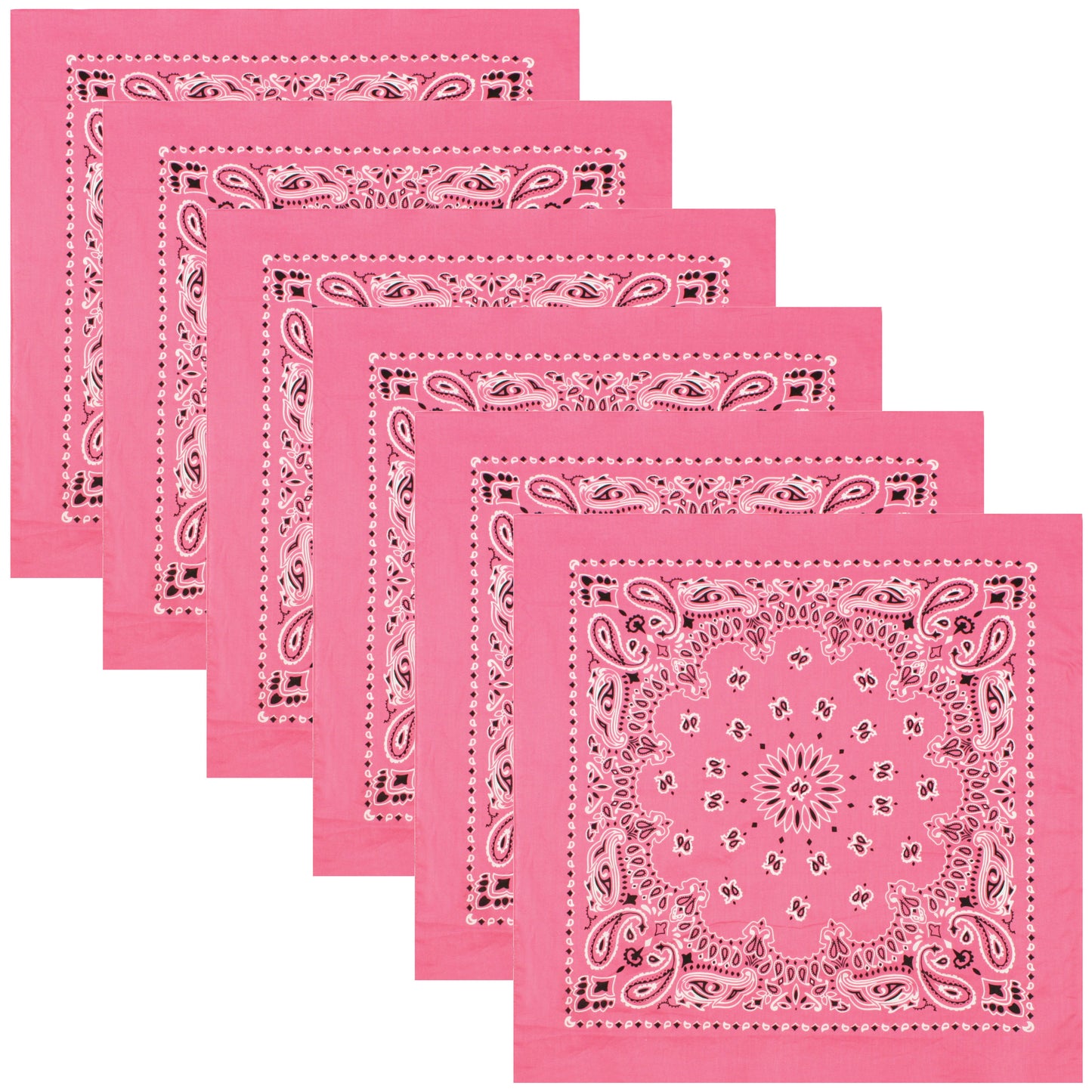 Pink Paisley Trainmen Bandana 6-Pack Dust Mask Headband Skull Cap 22"x22"