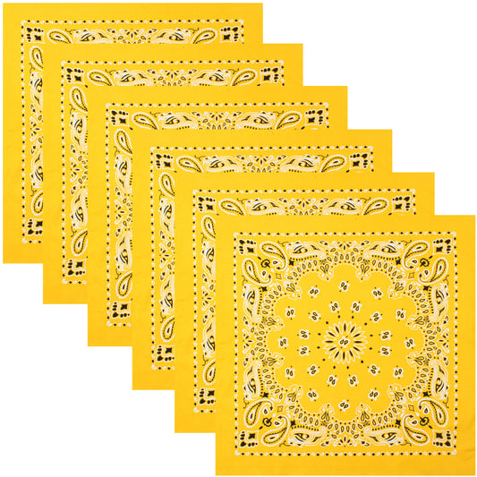 Yellow Paisley Trainmen Bandana 6-Pack Dust Mask Headband Skull Cap 22"x22"