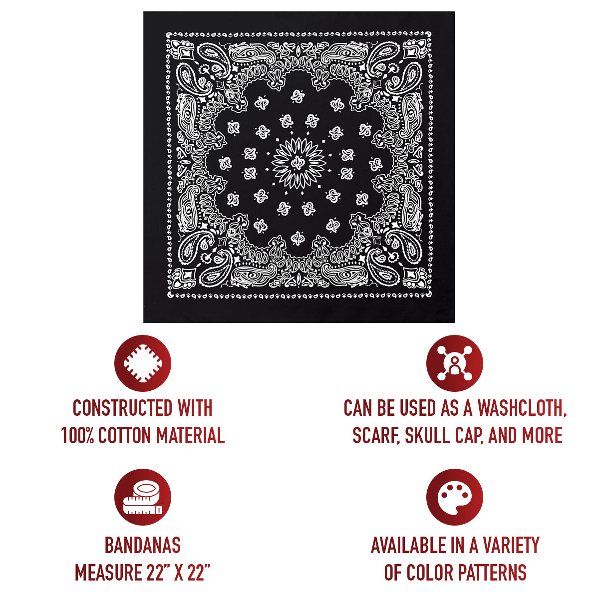 Bandanas - Large 22" Trainmen Biker Headwrap Bandana