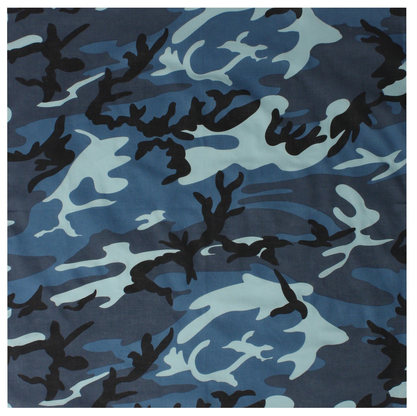 Sky Blue Camo Bandana 6-Pack Face Mask Headband & Skull Cap 22"x22" 100% Cotton