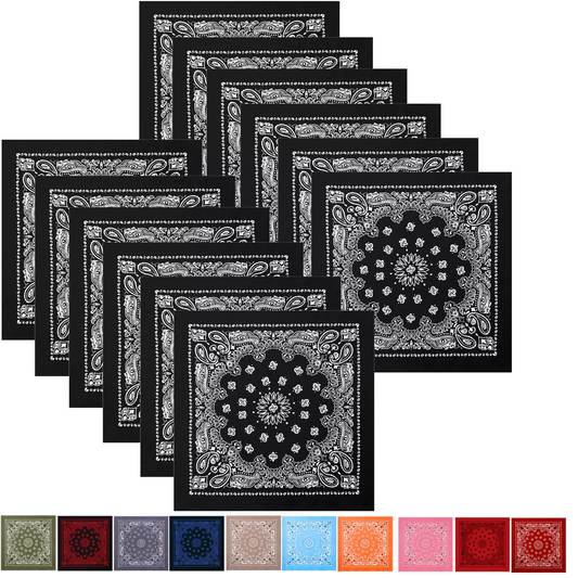 Trainmen Paisley Bandana 12-Pack Extra Large Head & Face Wrap 27"x27"