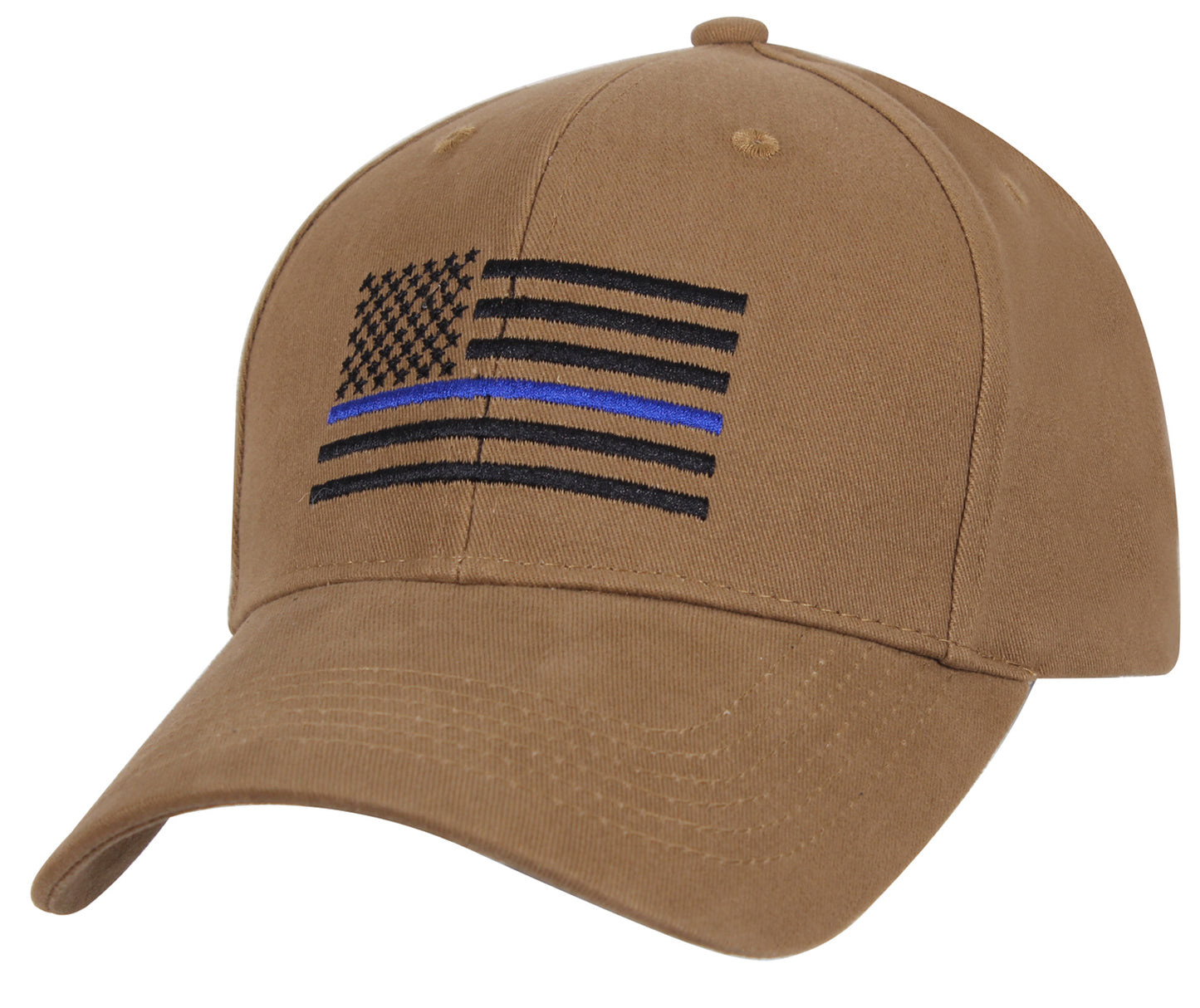 Rothco Coyote Brown Mid-Low Profile Baseball Cap With Thin Blue Line U.S. Flag