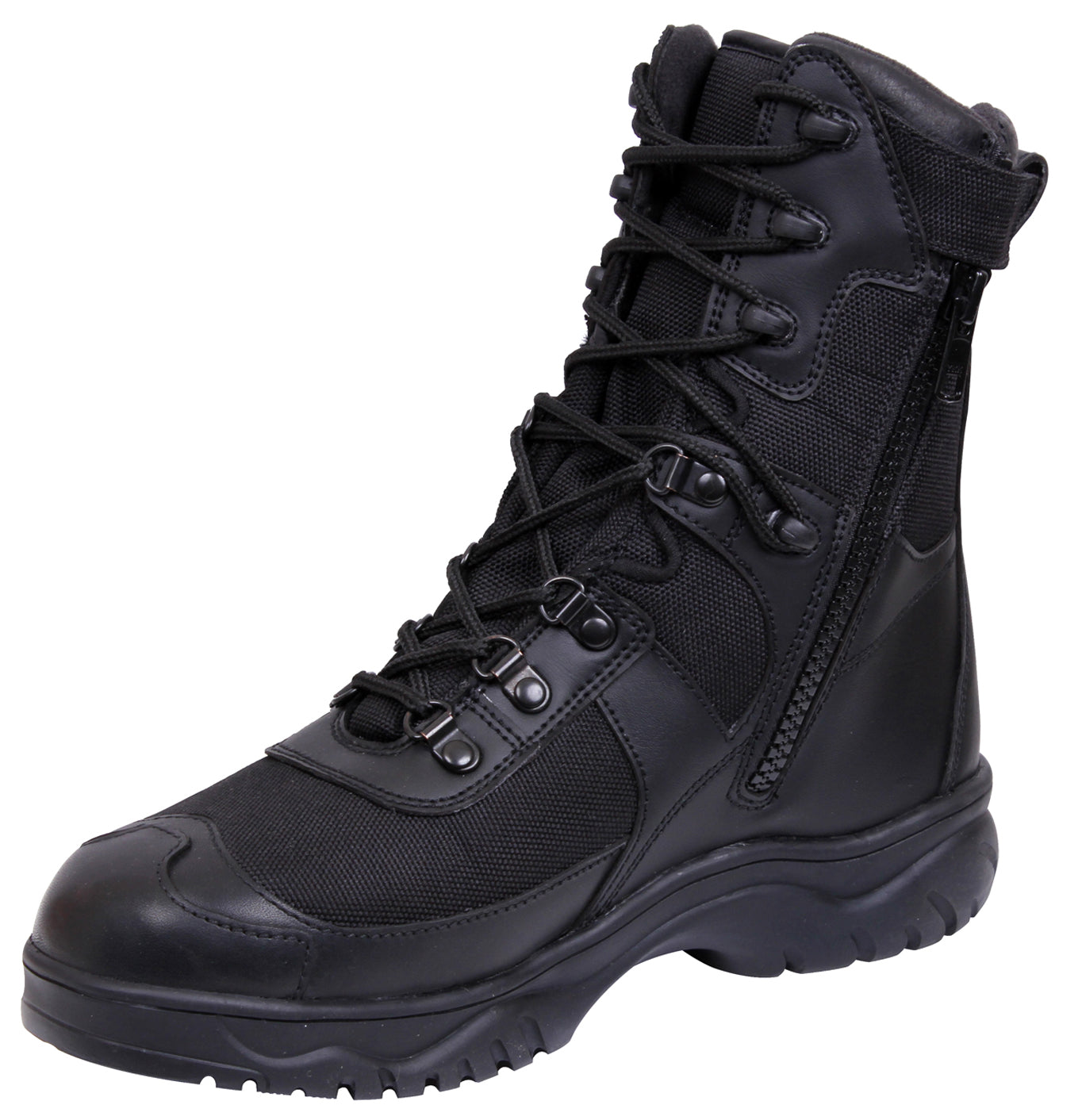 Black V-Motion Flex Tactical Boots Side Zipper GI Style Uniform Work Boot