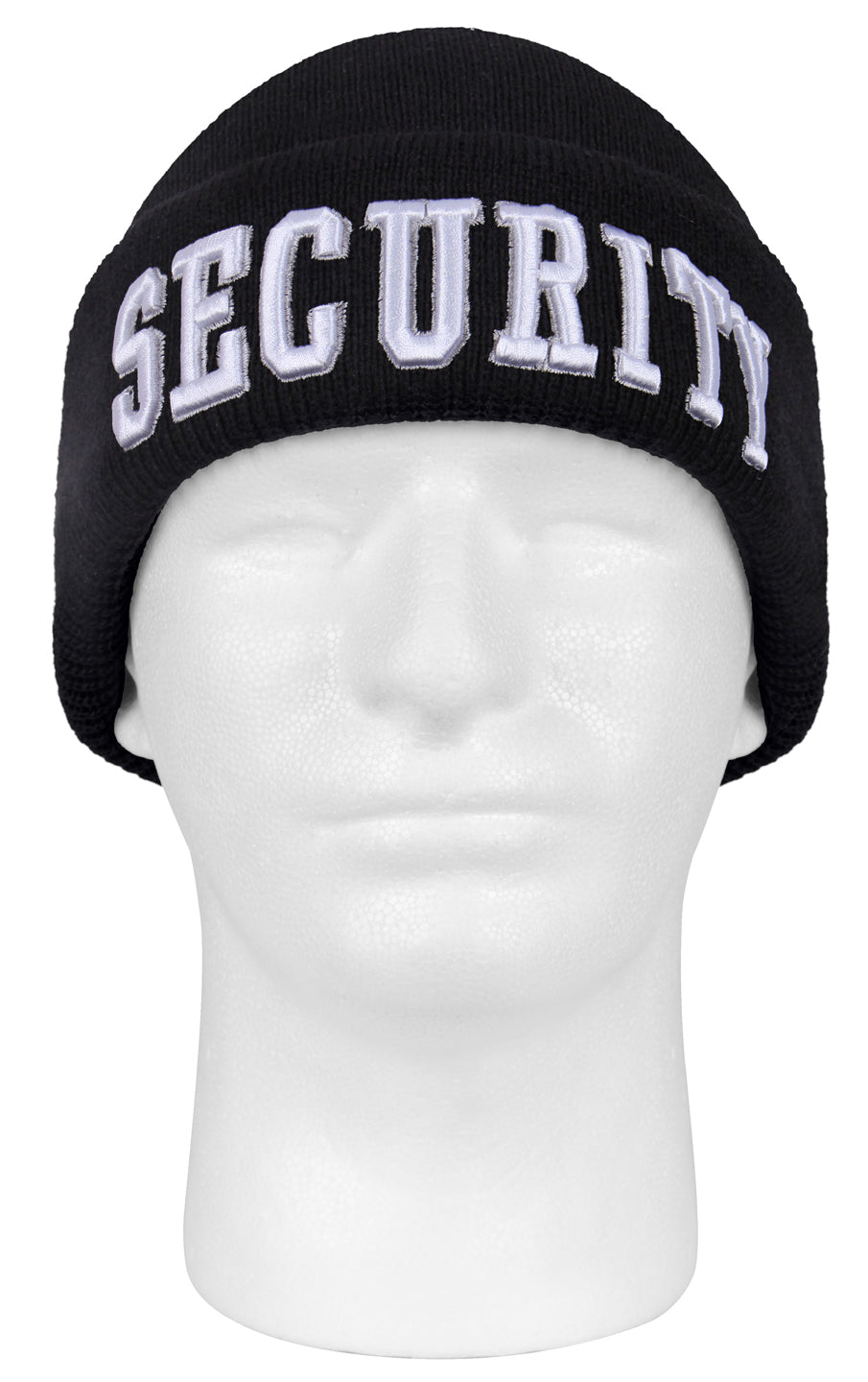 Black SECURITY Watch Cap Ski Hat - Deluxe 3D Raised White Embroidered Winter Hat