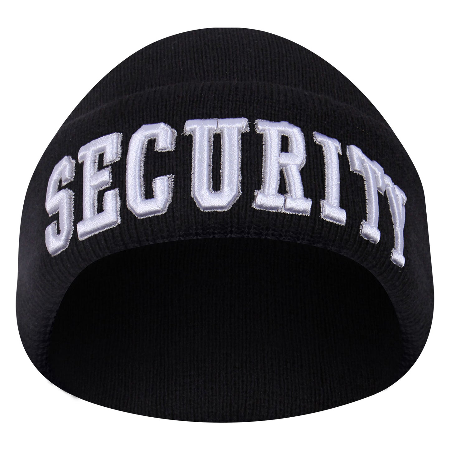 Black SECURITY Watch Cap Ski Hat - Deluxe 3D Raised White Embroidered Winter Hat