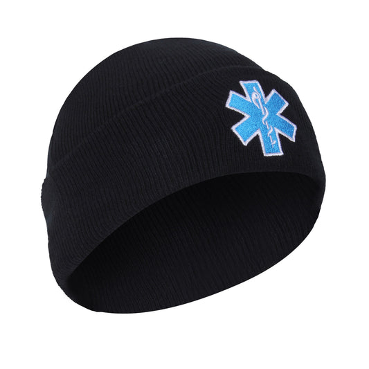 Star of Life EMT Watch Cap EMS Acrylic Winter Beanie Hat With Embroidered Logo