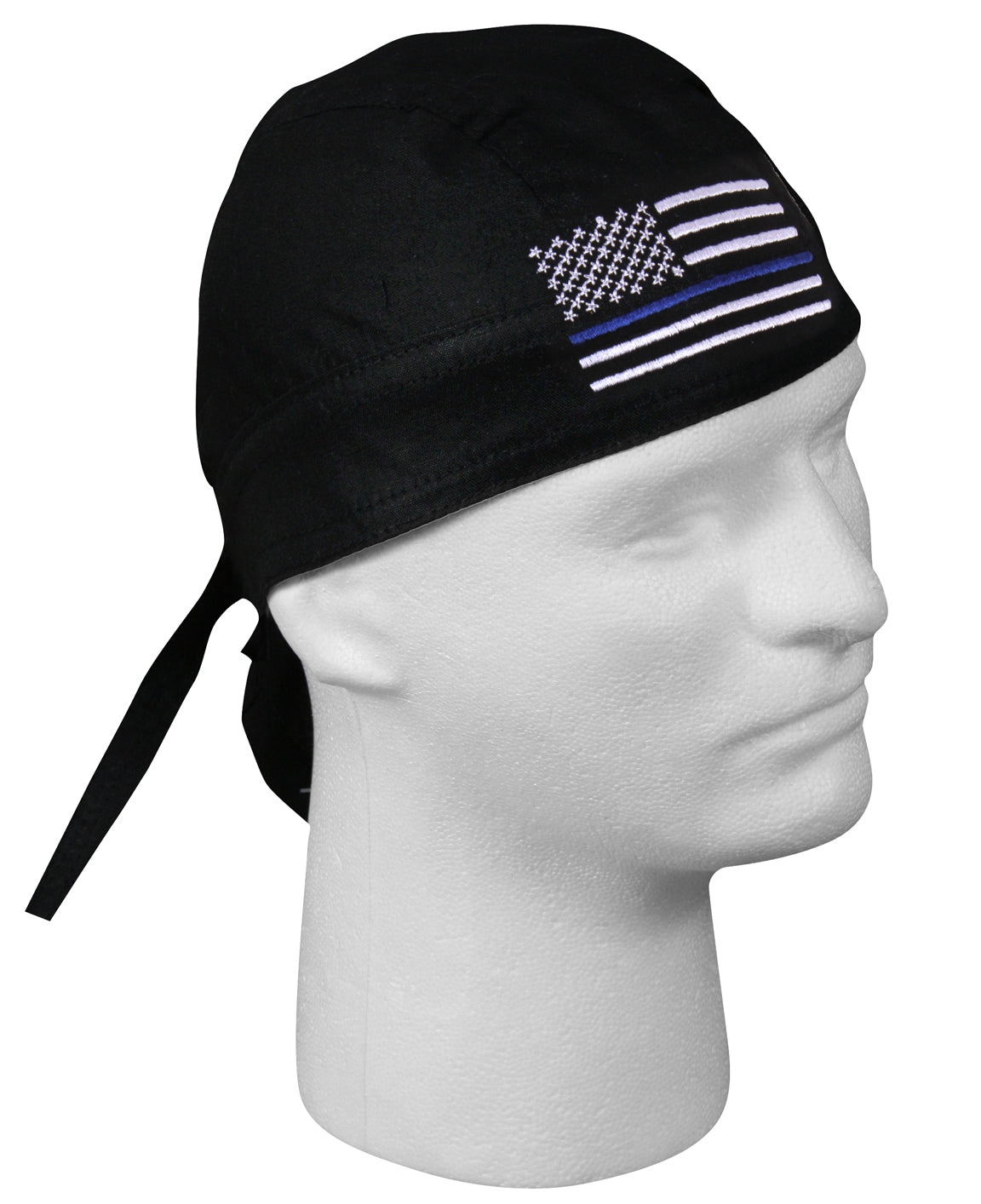 Rothco Thin Blue Line Police Support Headwrap - Mens Black TBL Cotton Head Wrap