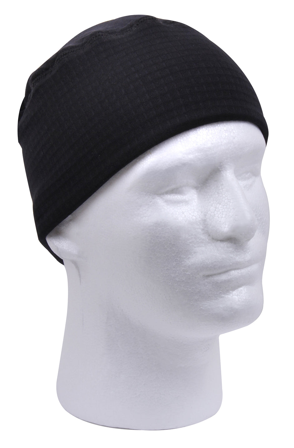 Black Grid Fleece Winter Watch Cap - Adult Formfitting Cold Weather Ski Hat