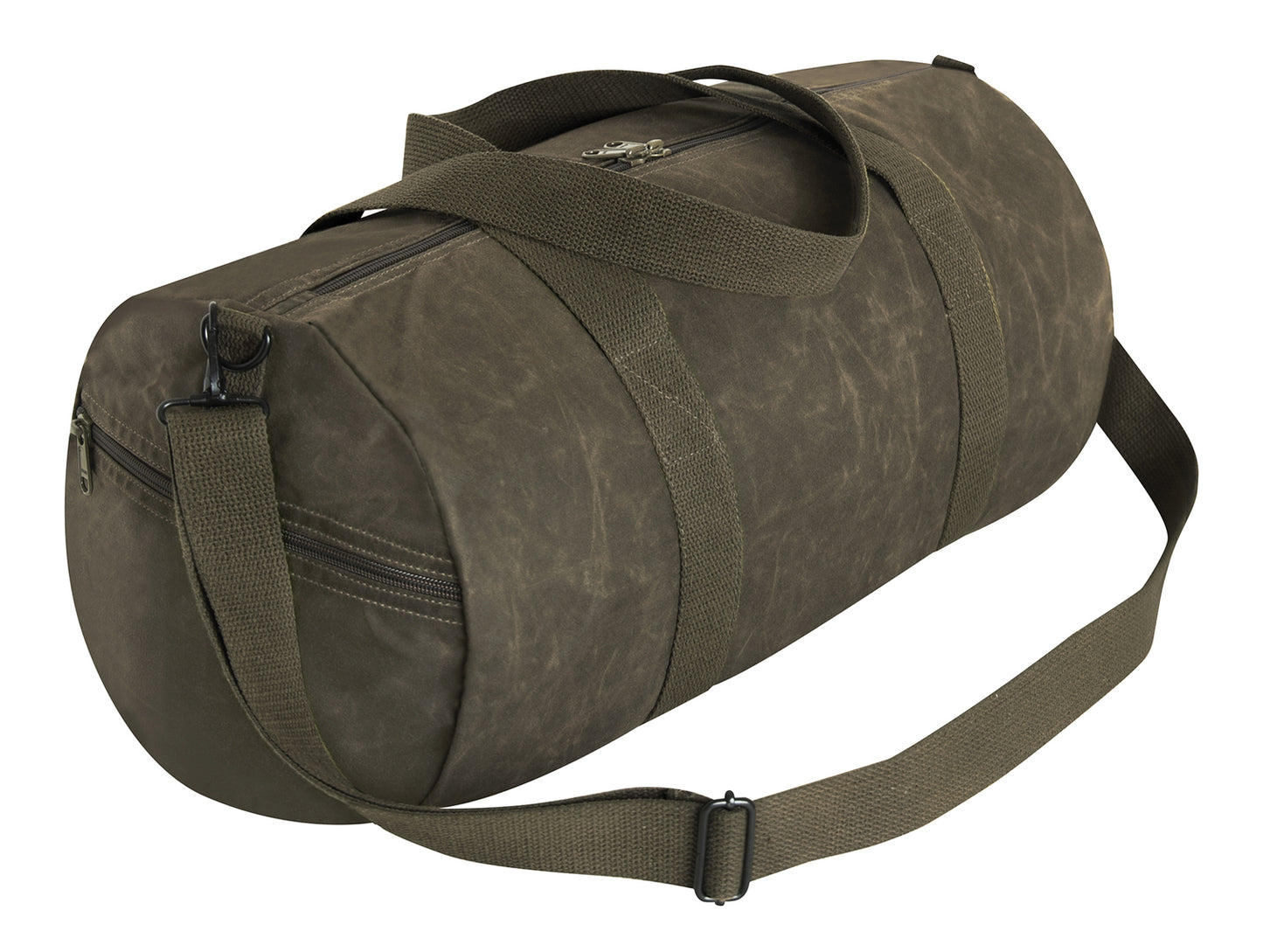 Waxed Canvas Shoulder Duffle Bag 19"x9" Unisex Travel & Gear Bag Olive or Brown