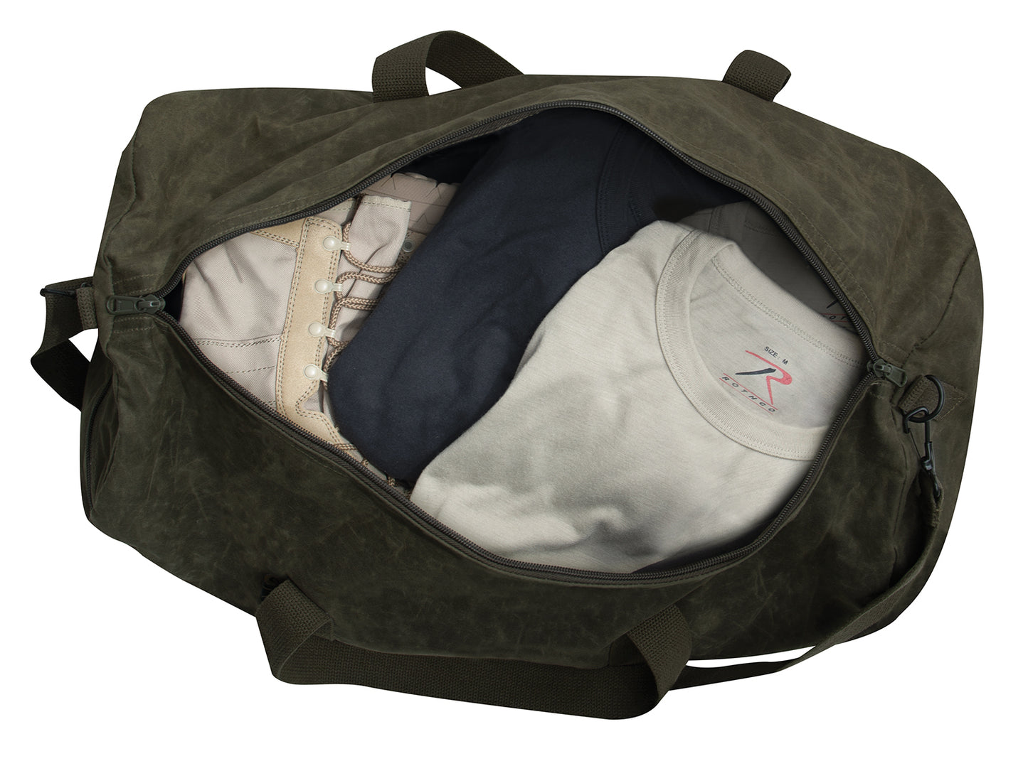 Waxed Canvas Shoulder Duffle Bag 24"x12" Unisex Travel & Gear Bag Olive or Brown