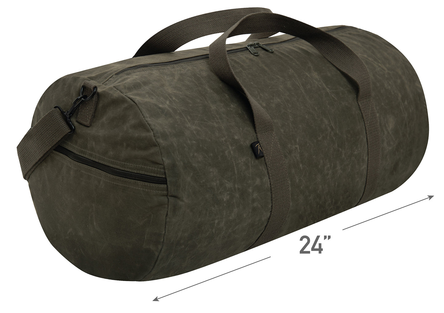 Waxed Canvas Shoulder Duffle Bag 24"x12" Unisex Travel & Gear Bag Olive or Brown