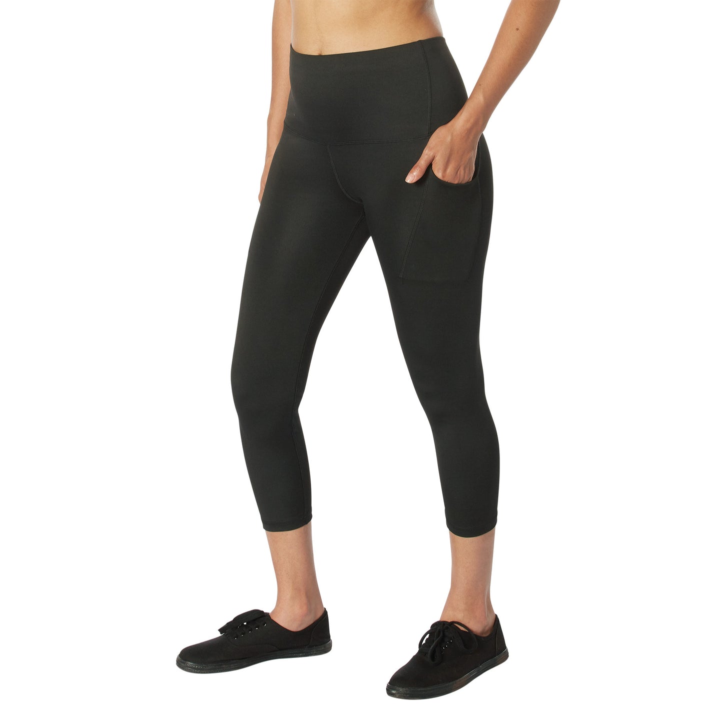 Women's Essential Waist High Leggings with Pockets Form Fitting Poly Spandex