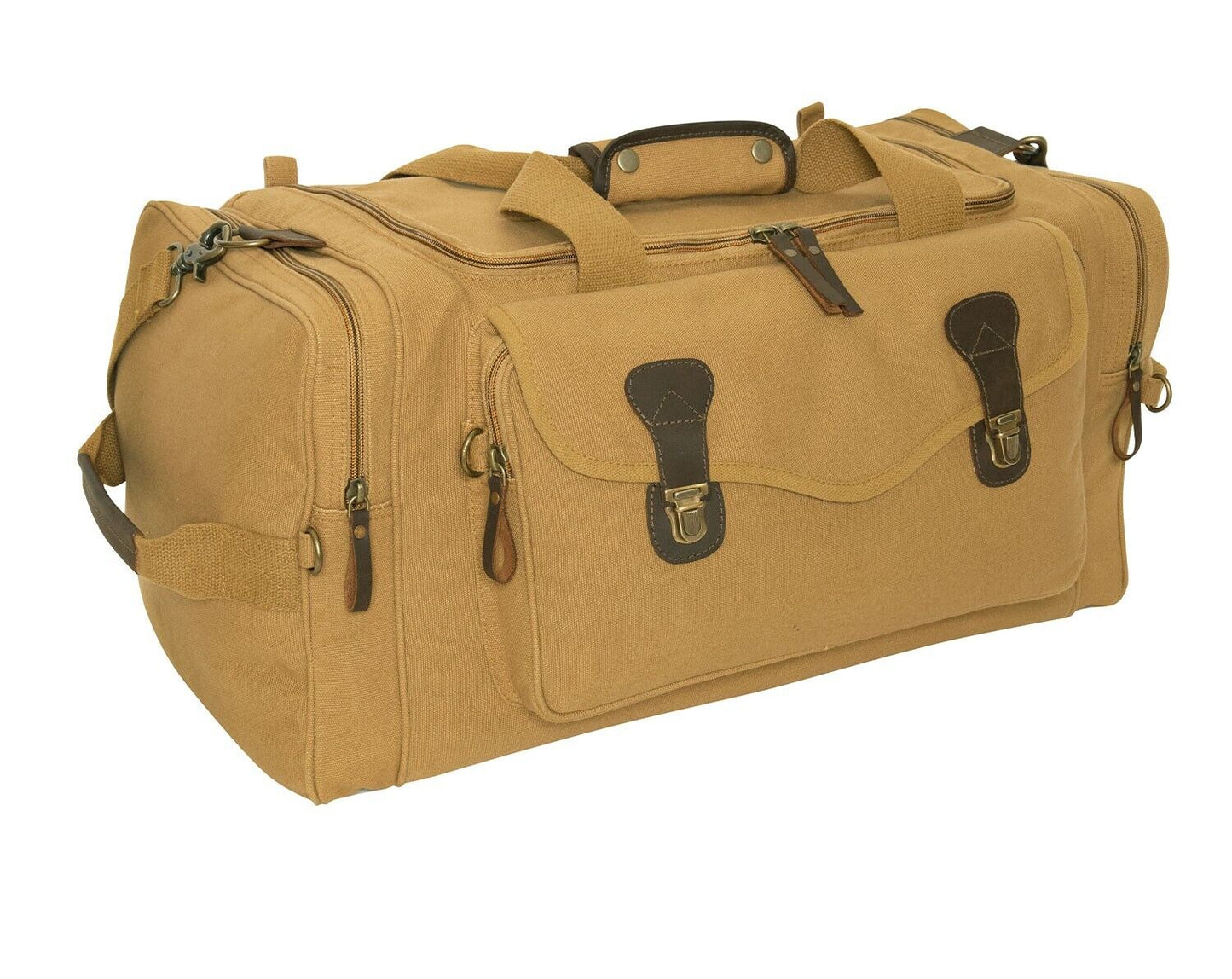 Rothco Coyote Brown Weekender Bag - Cotton Canvas Travel Bag 23.5"x11.5"x11.5"