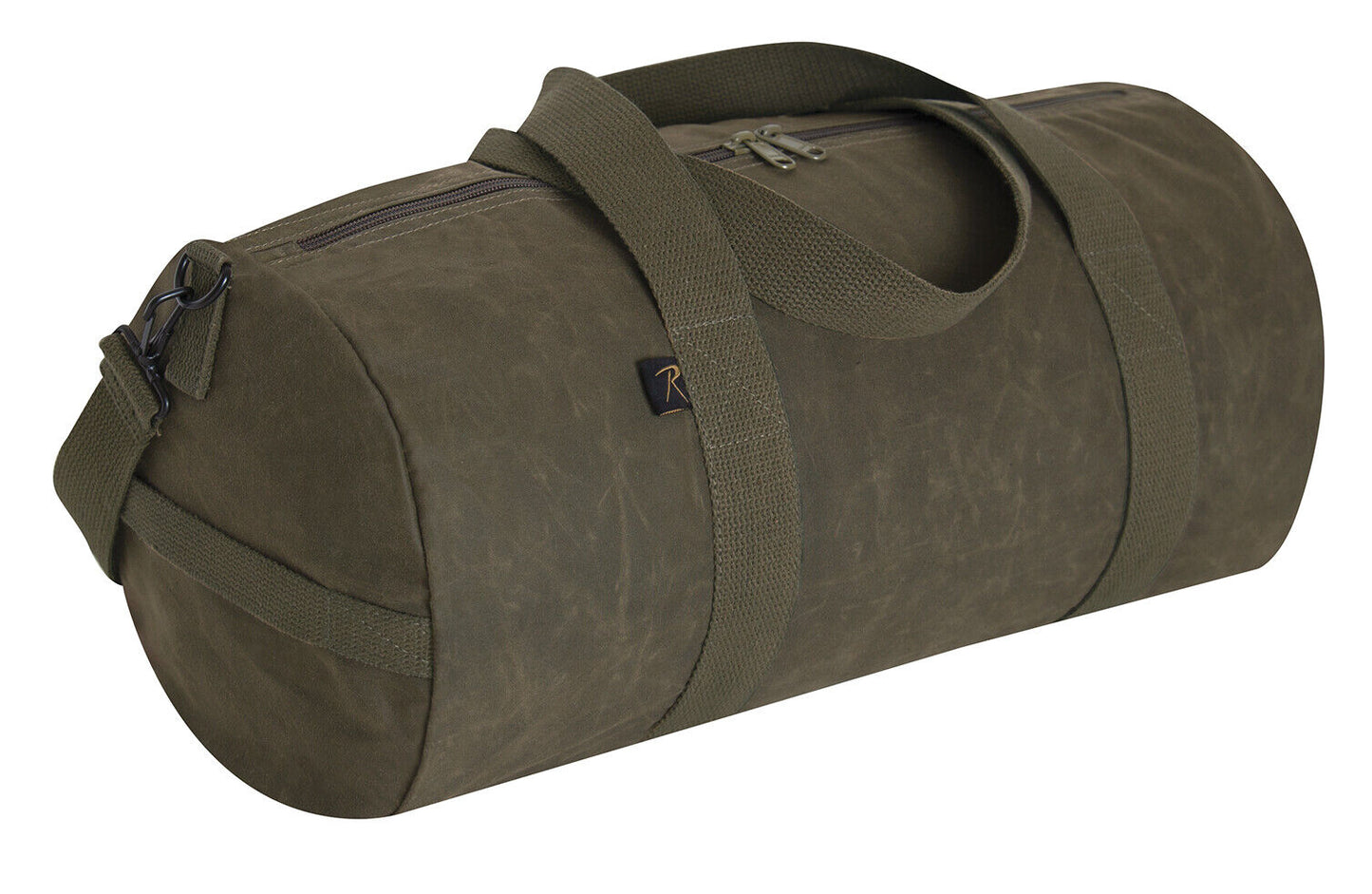 Waxed Canvas Shoulder Duffle Bag 19"x9" Unisex Travel & Gear Bag Olive or Brown