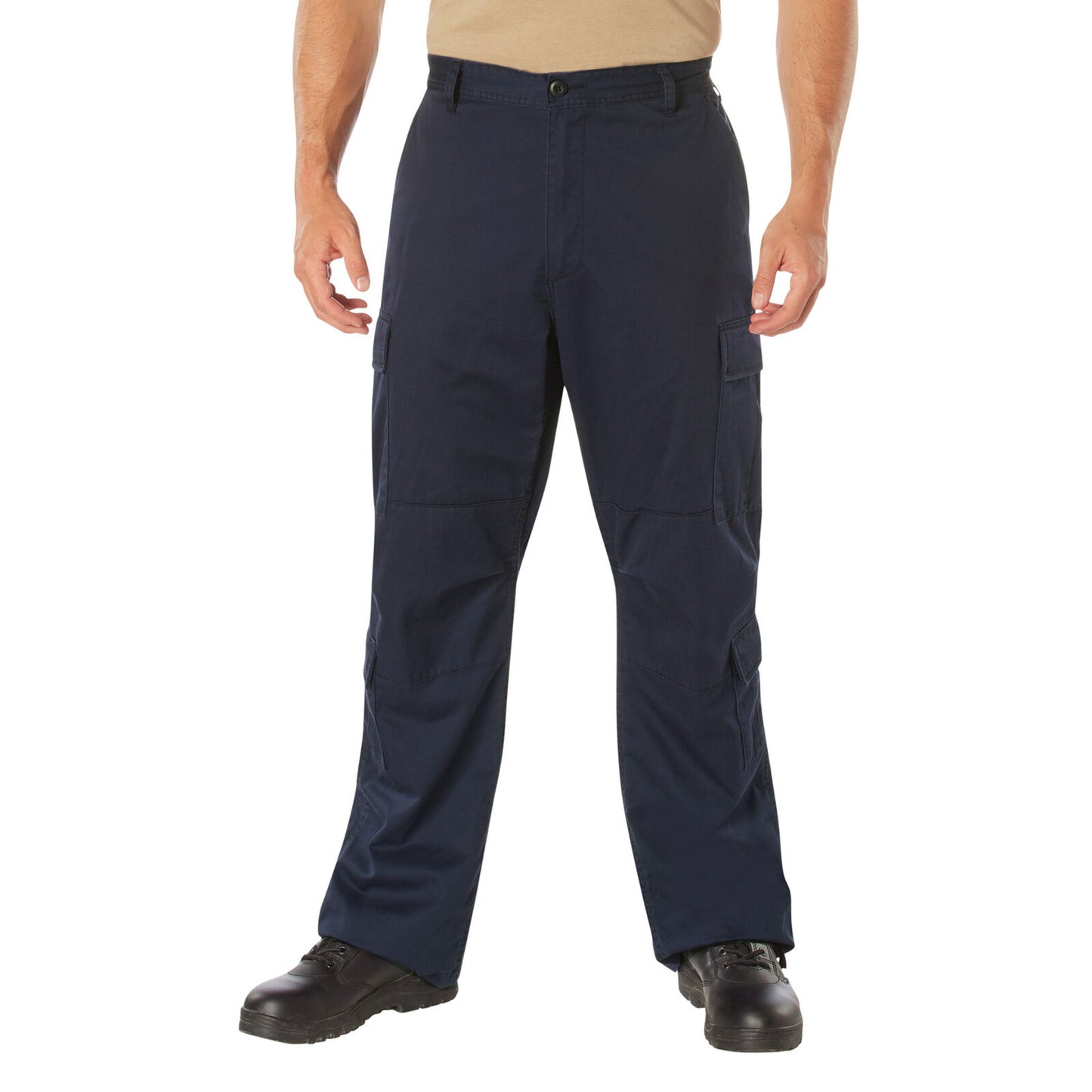 Navy Blue Men's Vintage Paratrooper Cargo Fatigue Pants Button Waist Zipper Fly