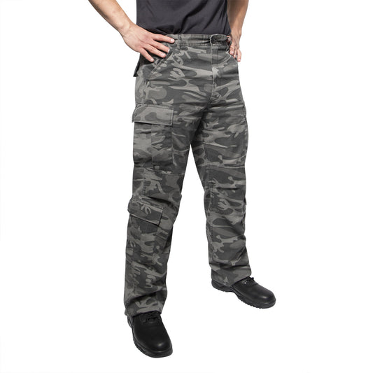 Men's Black Camo Paratrooper Fatigues - Rothco Vintage Style Camo Pants