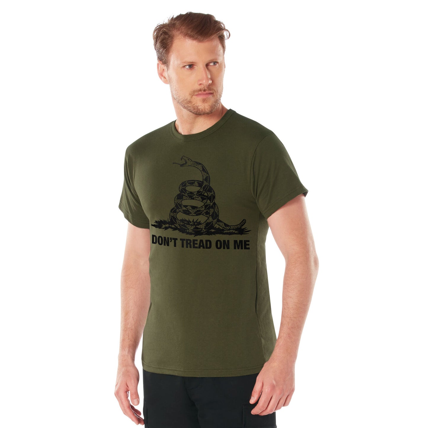 Men's Olive Drab "Don't Tread On Me" T-Shirt Classic Gadsden Snake