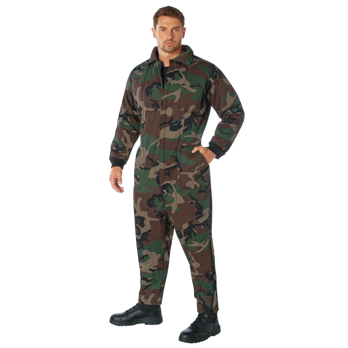 Woodland Camo Insulated Twill Coveralls - Warm Poly Fiberfill Insulation