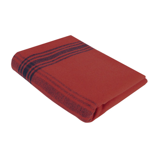 Red with Navy Blue Striped Outdoor Wool Blend Blanket - Camping Throw Blanket