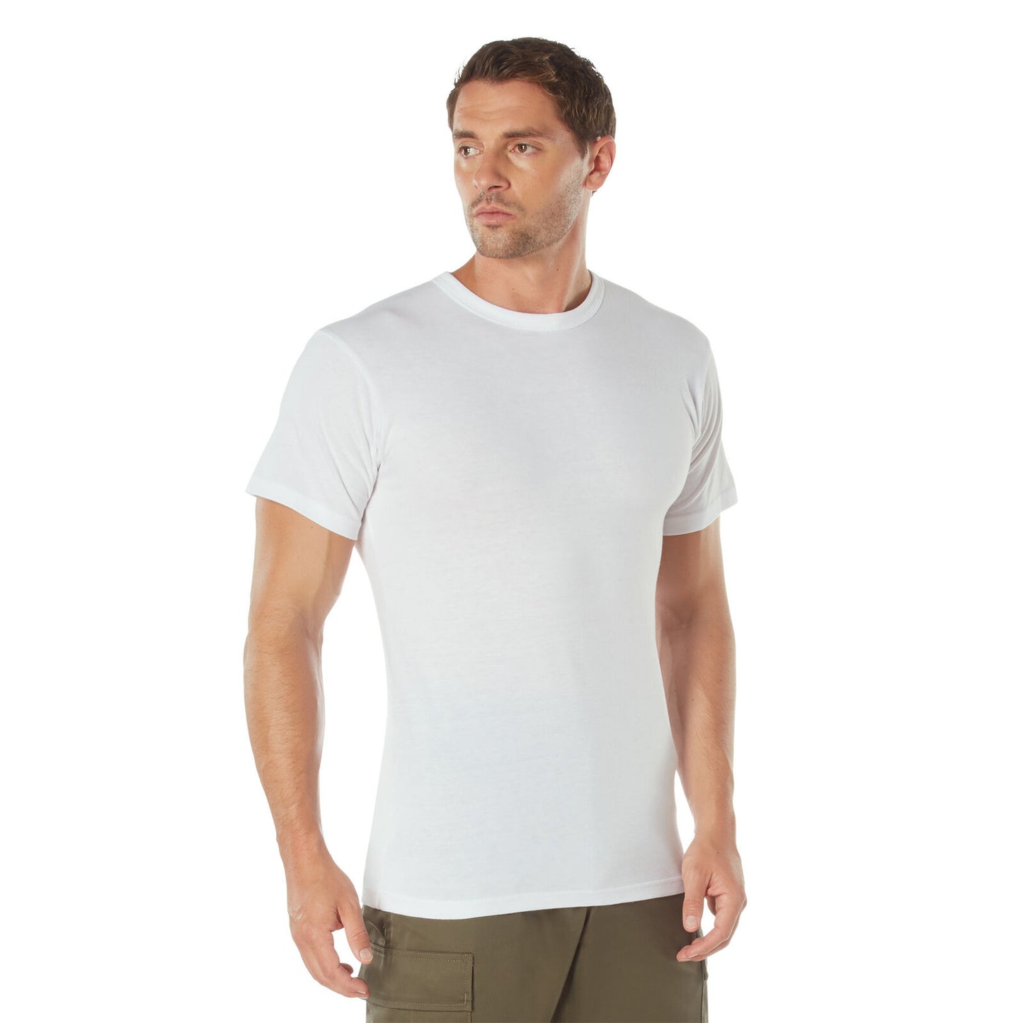 White Solid Color T-Shirt Poly Cotton Blend Men's Standard Fit Work Wear Tee