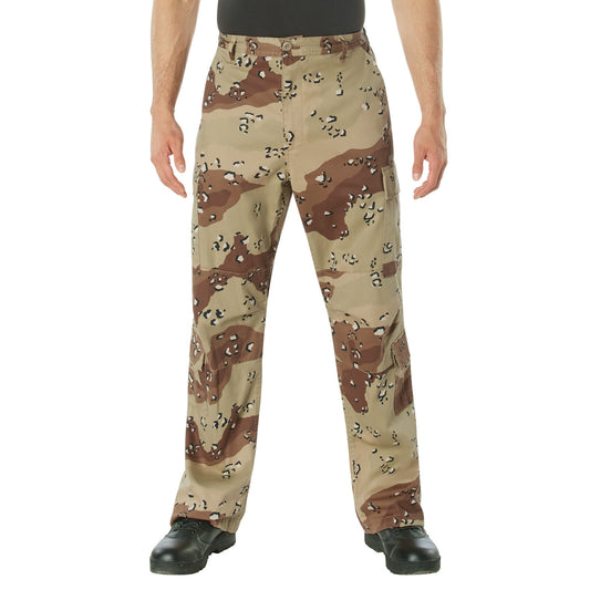 6-Color Desert Camo Mens Vintage Paratrooper Cargo Fatigue Pants w/ Button Waist