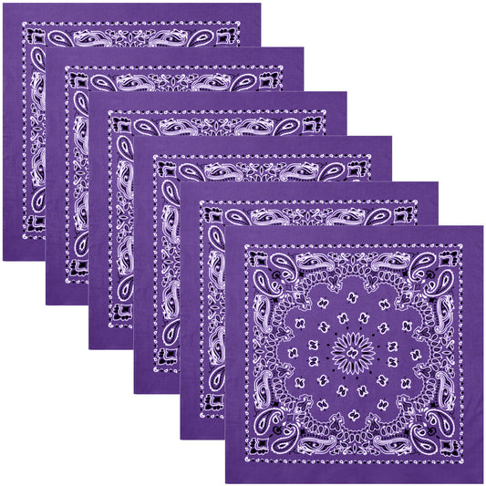 Purple Trainmen Paisley Bandana 6-Pack Extra Large Head & Face Wrap 27"x27"