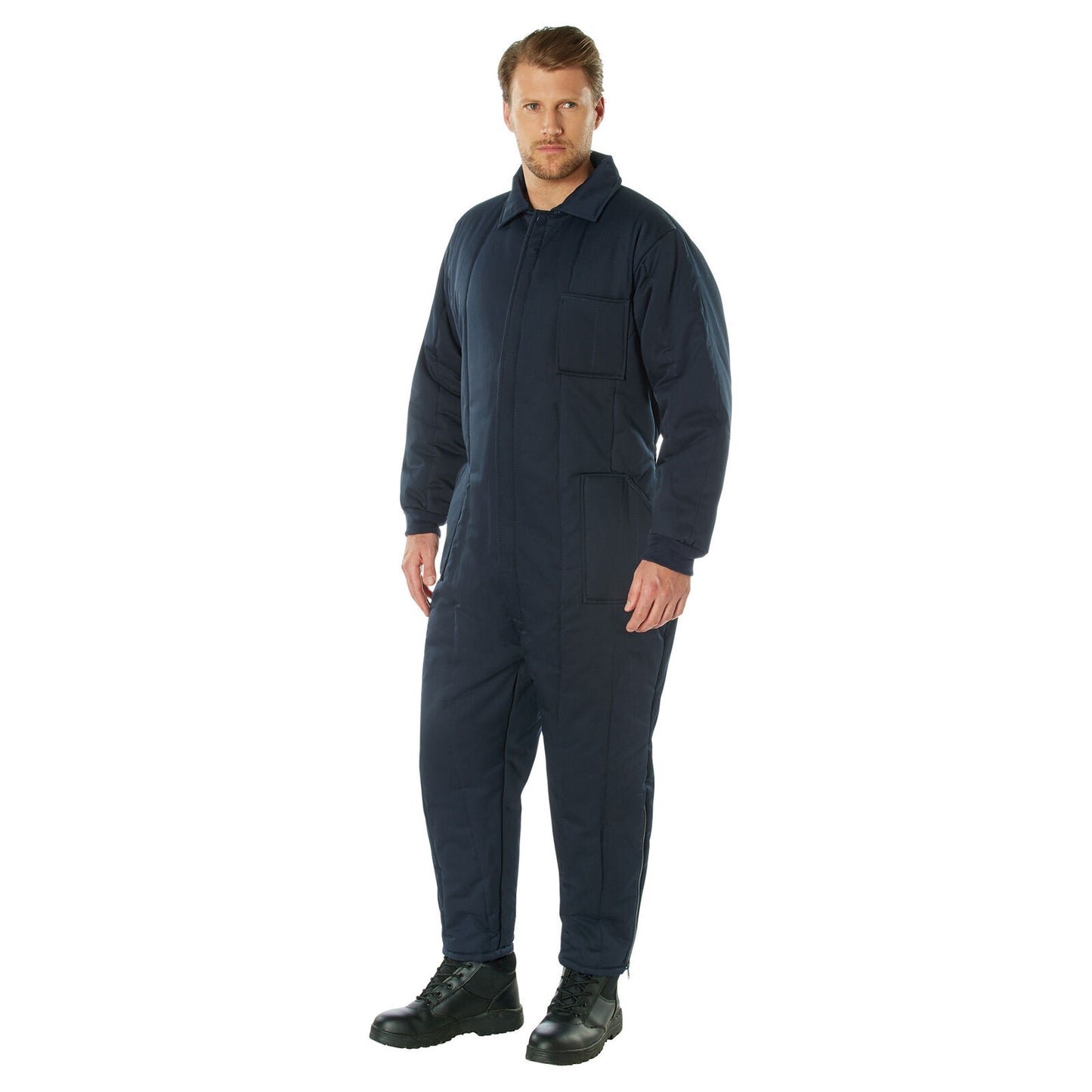 Navy Blue Insulated Twill Coveralls - Warm Poly Fiberfill Insulation