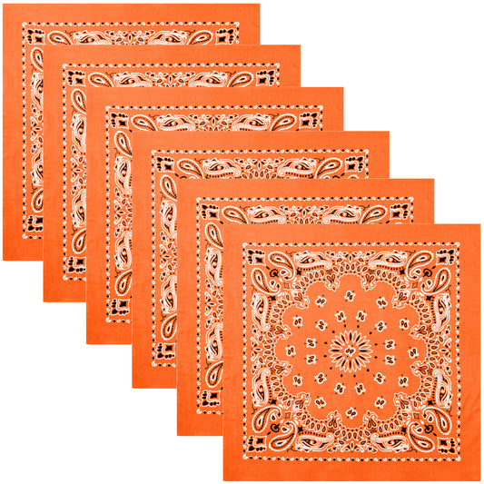 Orange Trainmen Paisley Bandana 6-Pack Extra Large Head & Face Wrap 27"x27"